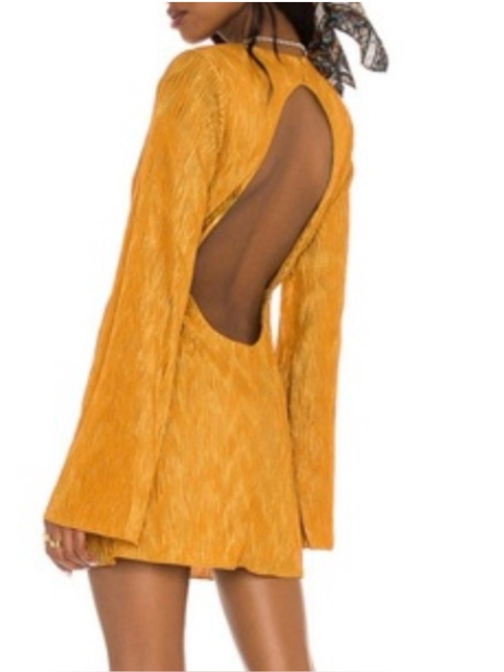 House of Harlow 1960 Crinkled gold/mustard yellow dress